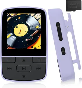 MP3 Player with  5.2, 64GB, HiFi-Music, with  Clip and Independent Volume Button, FM Radio, Earphones Included (Purple)