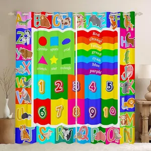 Educational Curtains for Bedroom Playtime ABC,Numbers and Shapes Learning Thermal Insulated Window Drapes,Christmas Gift Window Treatment for Bedroom