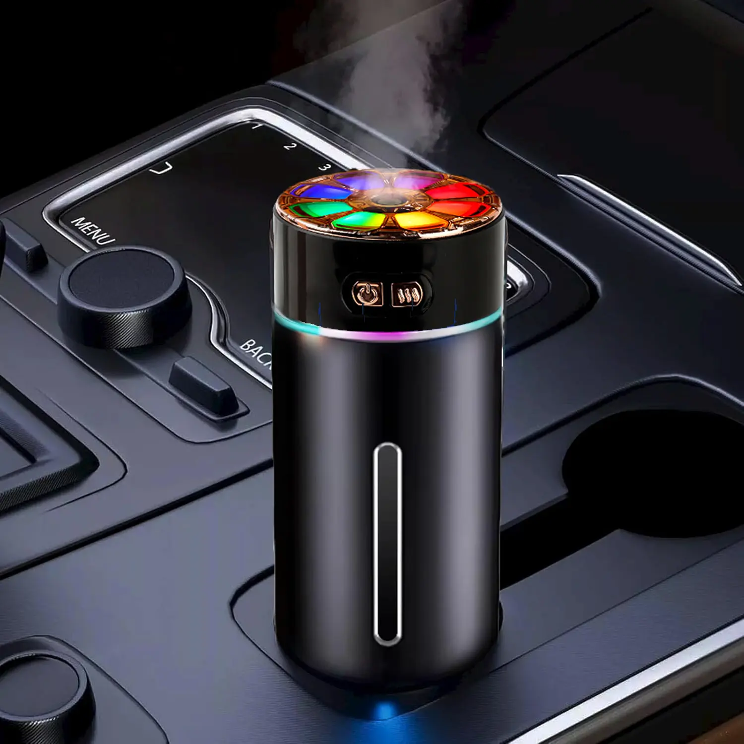 Car Aromatherapy Diffusers for Essential Oils,Mini Scent Air Machine, Humidifier with RGB Color Changing, Ultrasonic Mist Humidifier Oil Diffuser for Vehicle,Black