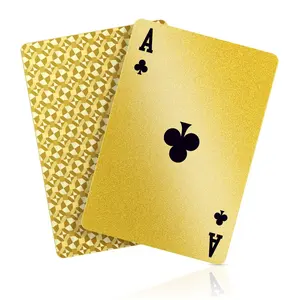 Waterproof Plastic Playing Cards - Durable Cool Deck of 54 Standard Clear Cards - Gold Diamond Style - PET Recyclable Material - Ideal for Families or Adults - Casino Themed Card Games