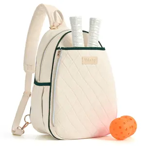 Pickleball Bag for Women, Quilted Stylish Sling Bag, Adjustable Shoulder Strap, 2 Storage Compartment Holds Paddles, Balls,Shoes