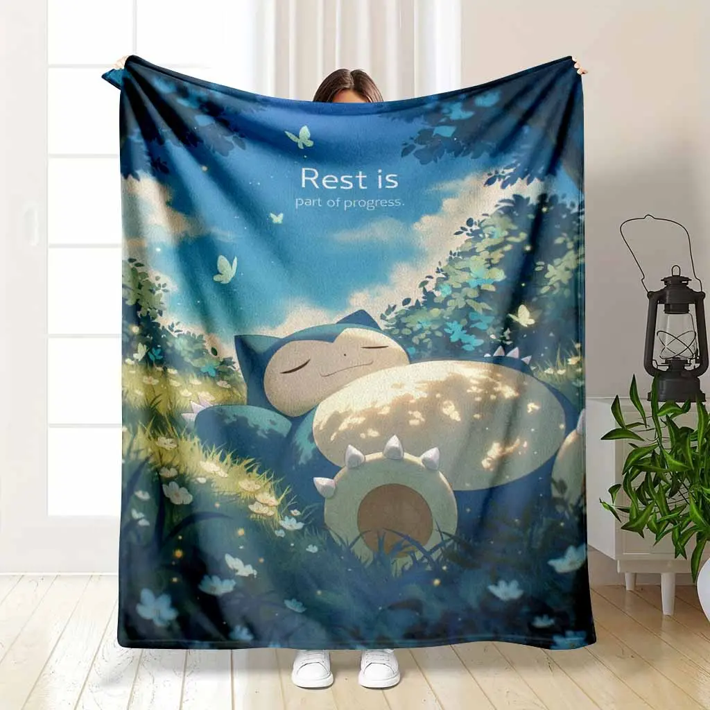 Sleeping Forest Creature Flannel Blanket Dreamy Meadow Print Soft Warm Cozy Lightweight Plush Throw for Bedroom Living Room Sofa Office Travel Nap Gift Relaxing Decor