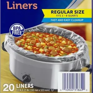 Reynolds Kitchens Slow Cooker Liners Regular Size 24 ct Round Oval BPA Free Fits 3-8 Quarts Fast Easy Cleanup