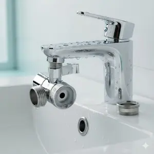 Multifunctional Water Faucet Adapter Valve, Leak-Proof Quick Connect for Washing Machine Shower Garden Hose, One-Click Dual Mode Switch, Universal Size Fits Kitchen Bathroom Outdoor Use Parts