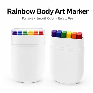 Rainbow Pride Face & Body Paint Markers, Reusable Color Sticks for Festival, Parade, Party Makeup & Celebration Looks