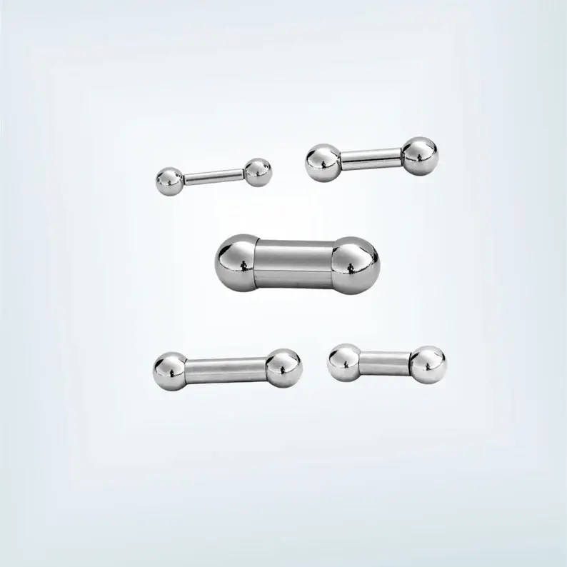 Gauged barbell nipple ring, gauged tongue barbell, internally threaded surgical steel nipple, genital nipple jewelry weights (1 barbell)