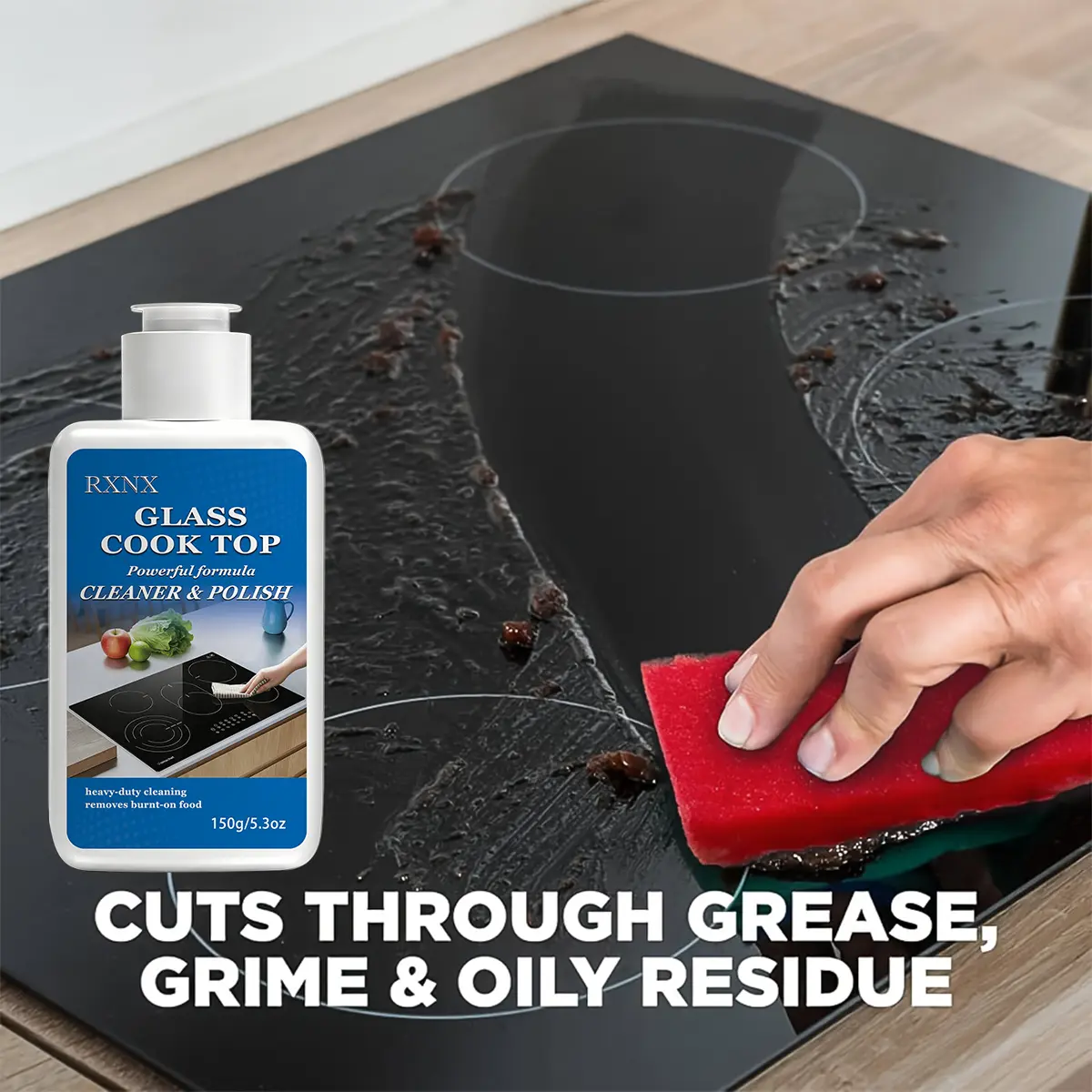 Glass Cooktop Polishing Cleaner Cream (150g/5.3oz) - Household Kitchen Cleaning Product, Hassle-Free Grease Dirt Remover for Ceramic Stovetops, Surface Care Solution, Cleaning Products, Surface Care Cleaner