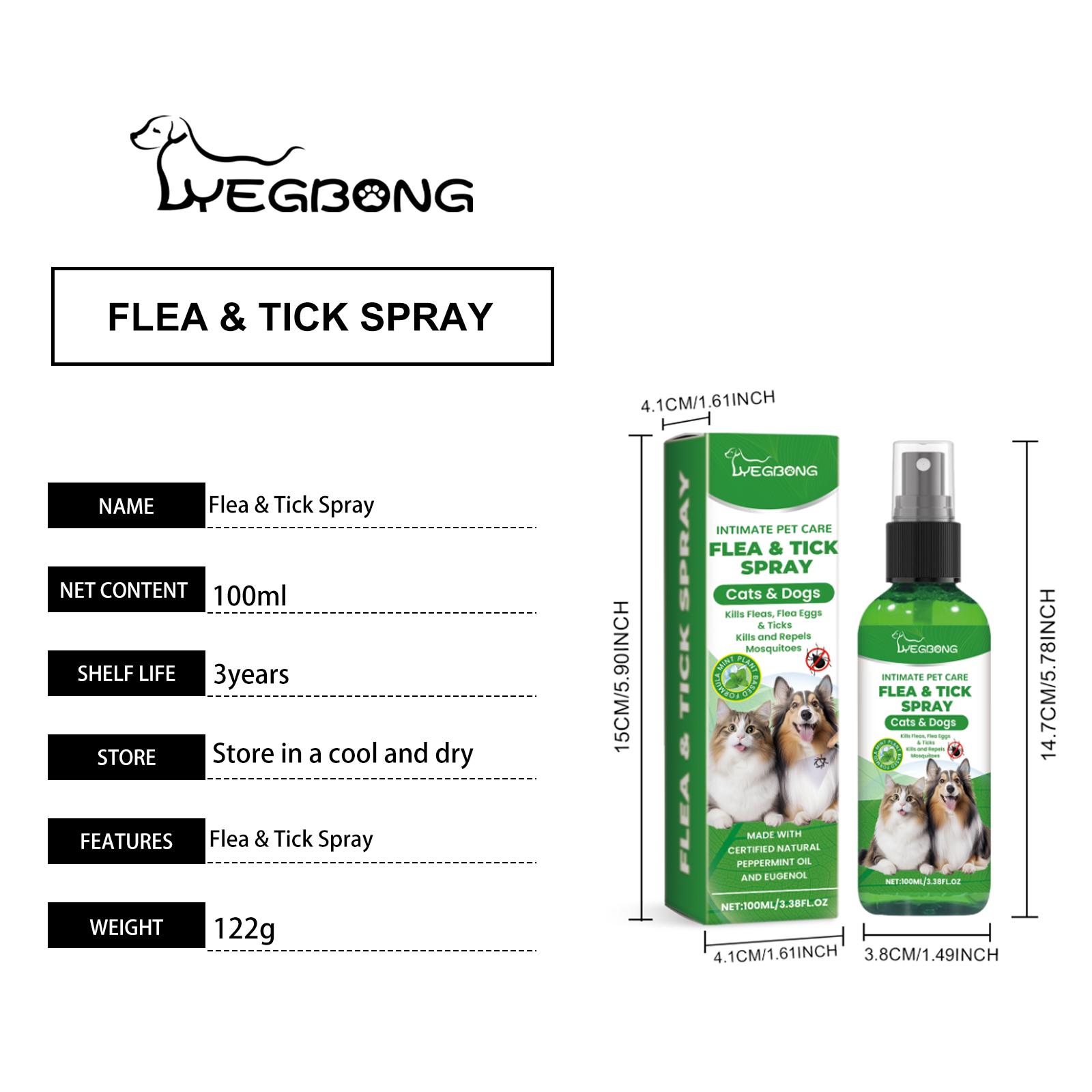 2PCS Yegbong Pet Insect Repellent Spray Gentle Daily Cleansing Care for Dog Cat Fur & Skin
