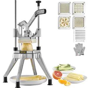 VEVOR Commercial Vegetable Chopper w/ 4 Replacement Blades, TikTokShopBlackFriday, Stainless Steel French Fry Cutter Potato Dicer & Fruit Slicer for Restaurants & Home Kitchen