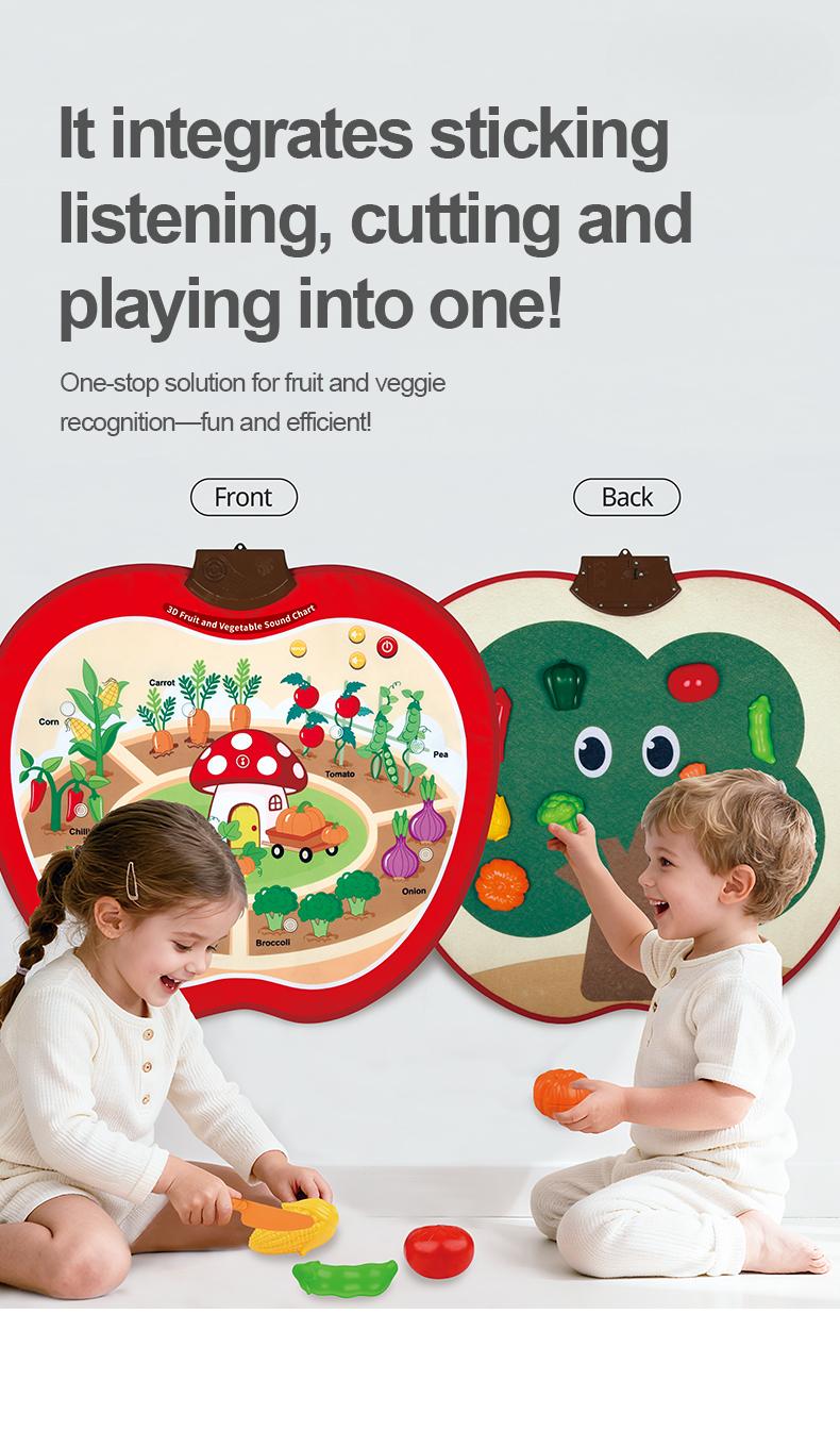 Apple Chart Interactive Fruit & Veggie Talking Poster with Cutting Playset for Toddlers