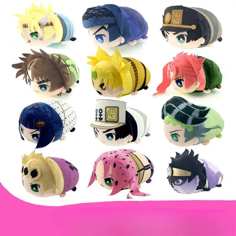 20cm-14cm Japanese Anime JoJo's Bizarre Adventure Plush Pillow Cushion, Higashikata Josuke-Giorno Giovanna-Joseph Joestar Cosplay Stuffed Doll, Unisex Anime & Manga Fans Stress Relief Toy, 20Cm 14Cm 12Cm