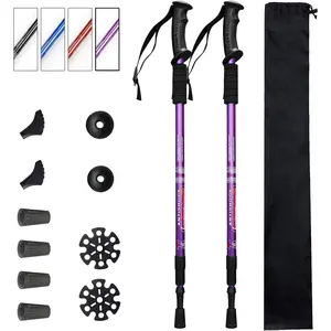 Trekking Poles Shock Absorbing Adjustable Hiking or Walking Sticks for Hiking Collapsible , 2-pc Pack Lightweight Walking Pole, All Terrain Accessories and Carry Bag
