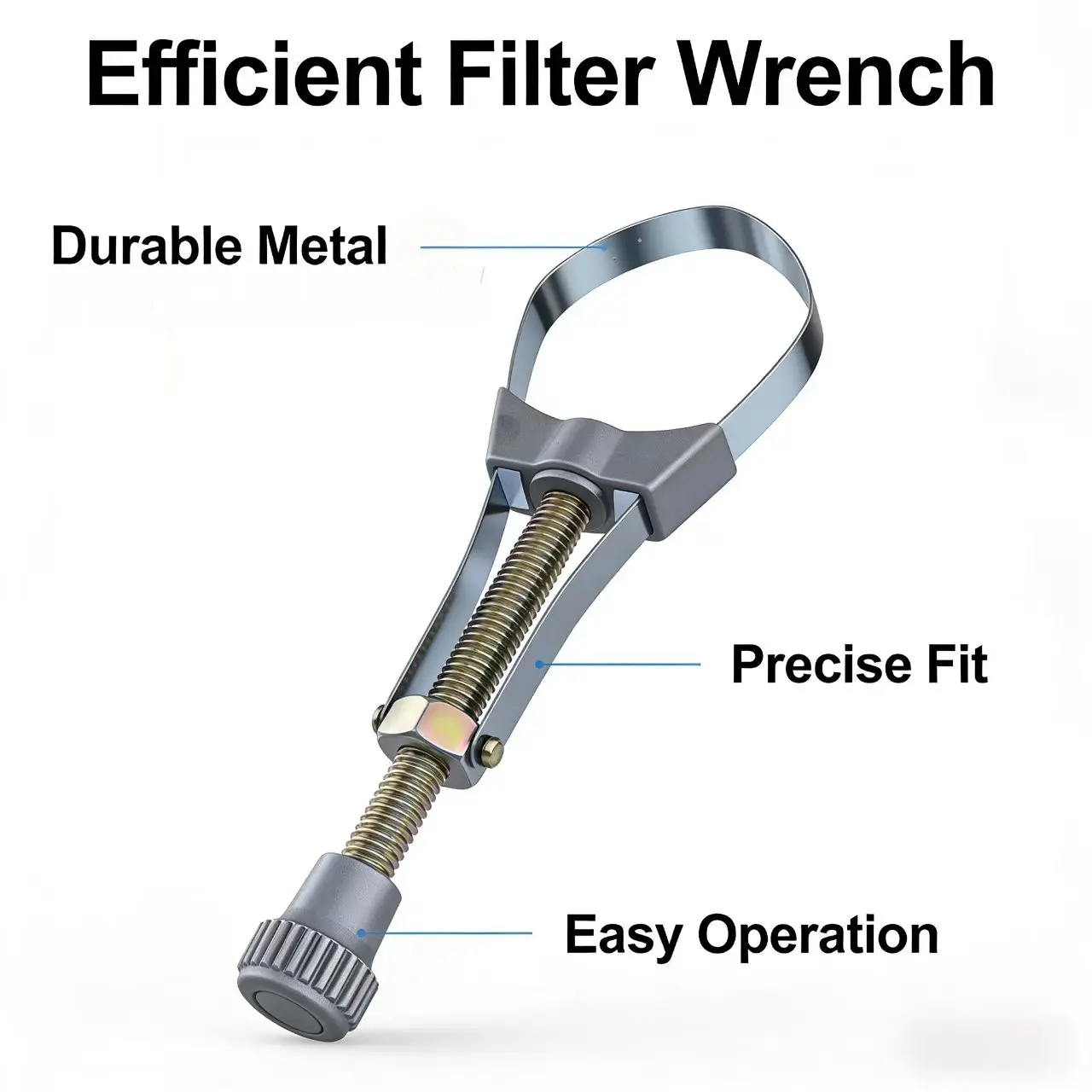 Adjustable Oil Filter Wrench - Durable Metal Manual Hand Tool for Cars, Heavy-Duty Universal Fit with 360° Anti-Slip Grip, Fits Most Filter Sizes, Multi-Function Automotive Equipment for Oil Changes, Car, Hand Tools