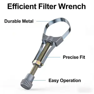 Adjustable Oil Filter Wrench for Cars Trucks Durable Metal 360° Anti-Slip Grip Universal Fit Hand Tools Equipment Heavy-Duty Construction