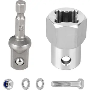 Top-Wind Trailer  Drill Adapter, Upgraded Stainless Steel Trailer  Crank Handle Cordless Drill Adapter, Replacement 1/2 Inch Socket Adapter Bit