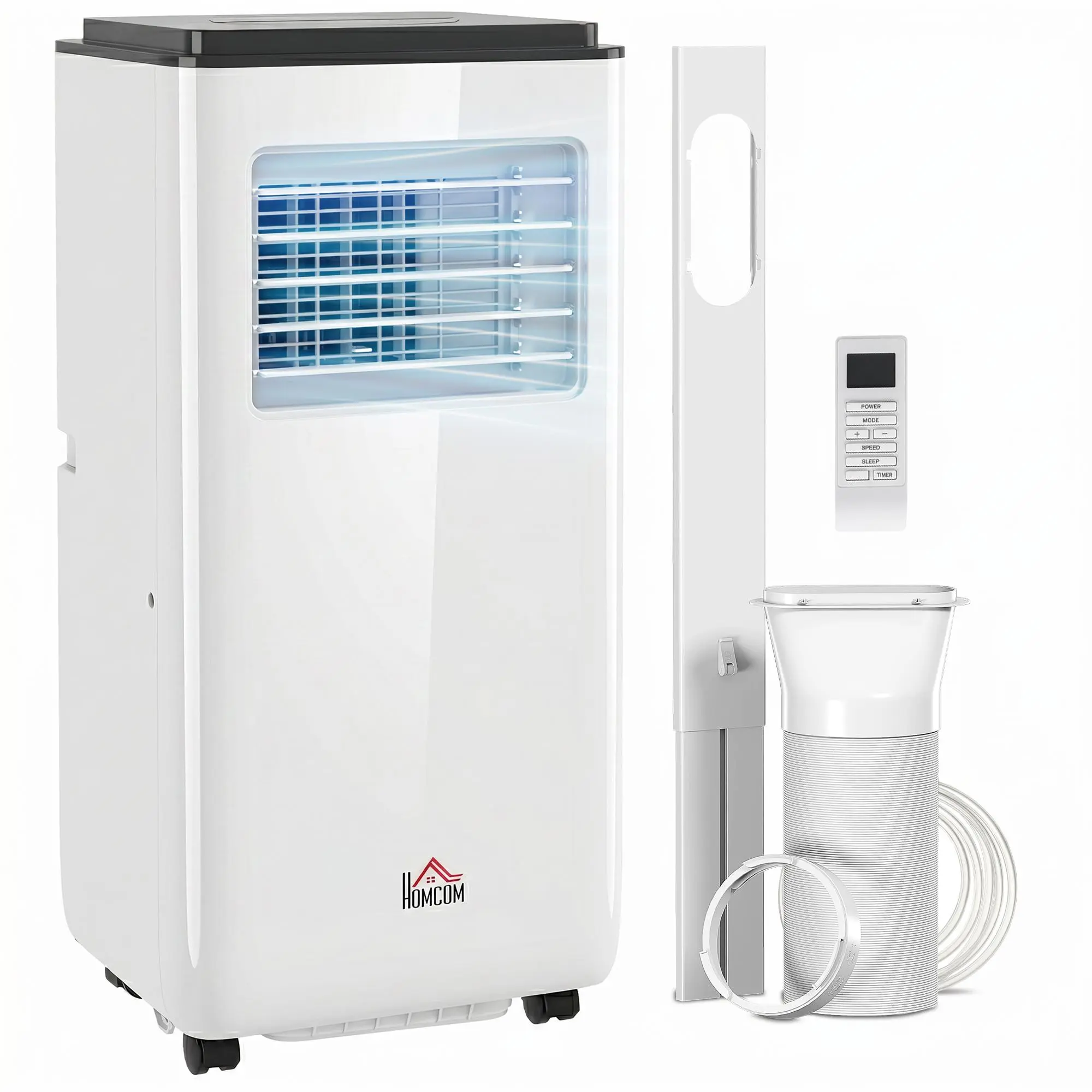 HOMCOM 10000 BTU Air Conditioner for Rooms Up to 440 Sq. Ft., 5-in-1 AC Unit with Cooling Fan, Dehumidifier, Auto, Sleep & Remote, 24H Timer On/Off, Window Installation Kit, White