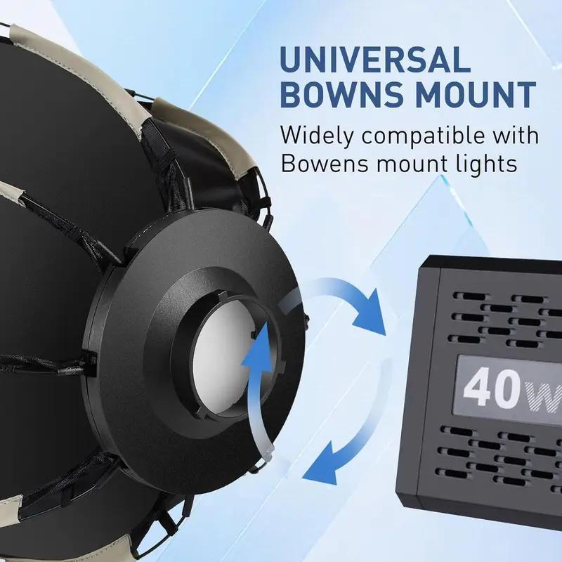 30cm Octagonal Portable Softbox with Mini Honeycomb Grid, Bowens Mount Quick Release Design, Foldable Photography Light Soft Box Accessory for COB Light, Studio & Video Shooting