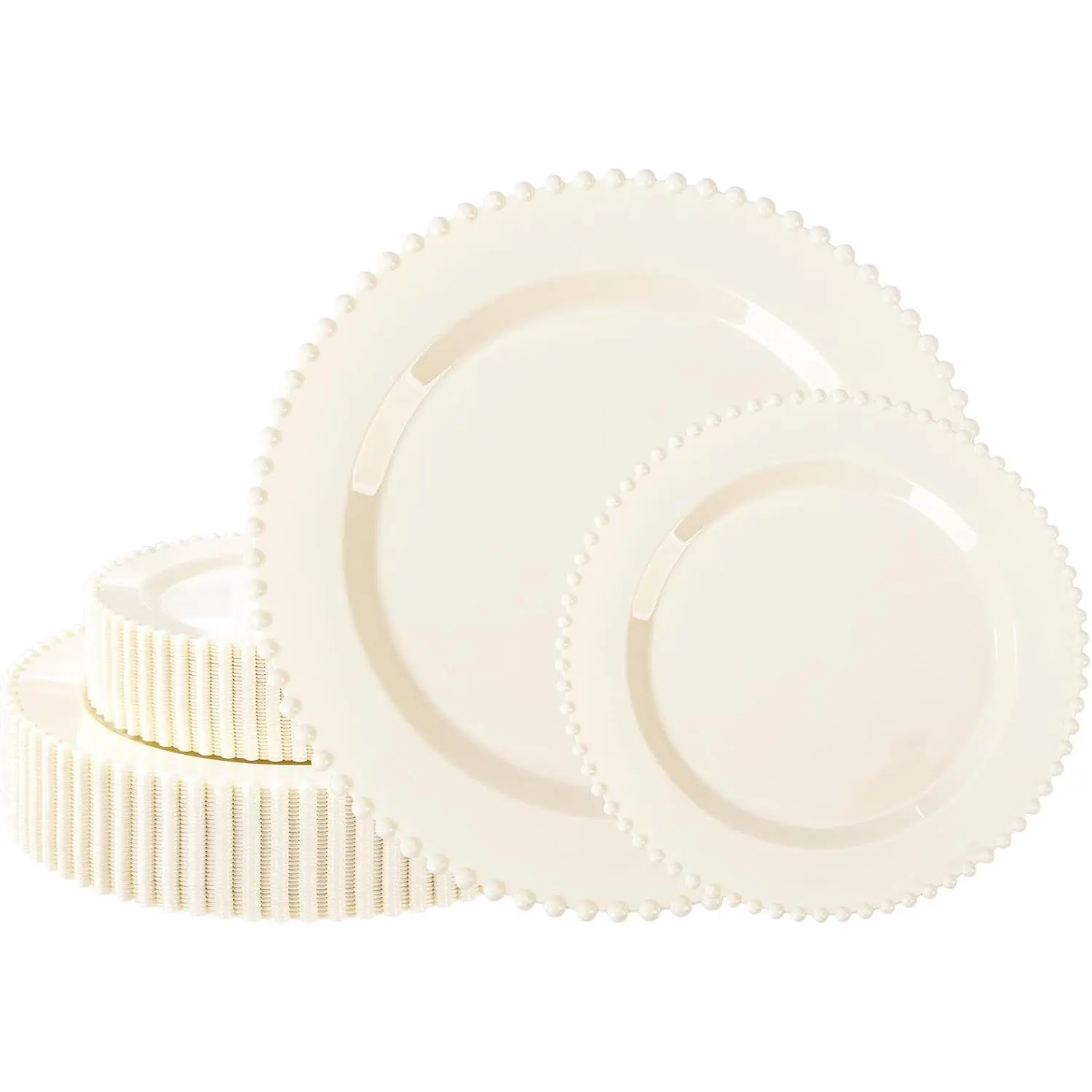 60 count  Plastic Plates - Beaded  Plates Disposable Heavy Duty -  for Party,  Shower, Wedding, Birthday - Include 30 count 10inch Dinner Plate & 30 count 7inch Dessert Plate