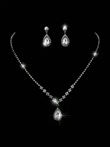 3 gorgeous and sparkling bridal wedding jewelry sets, fashionable and elegant earring necklace accessory combination set, perfect gift for ladies
