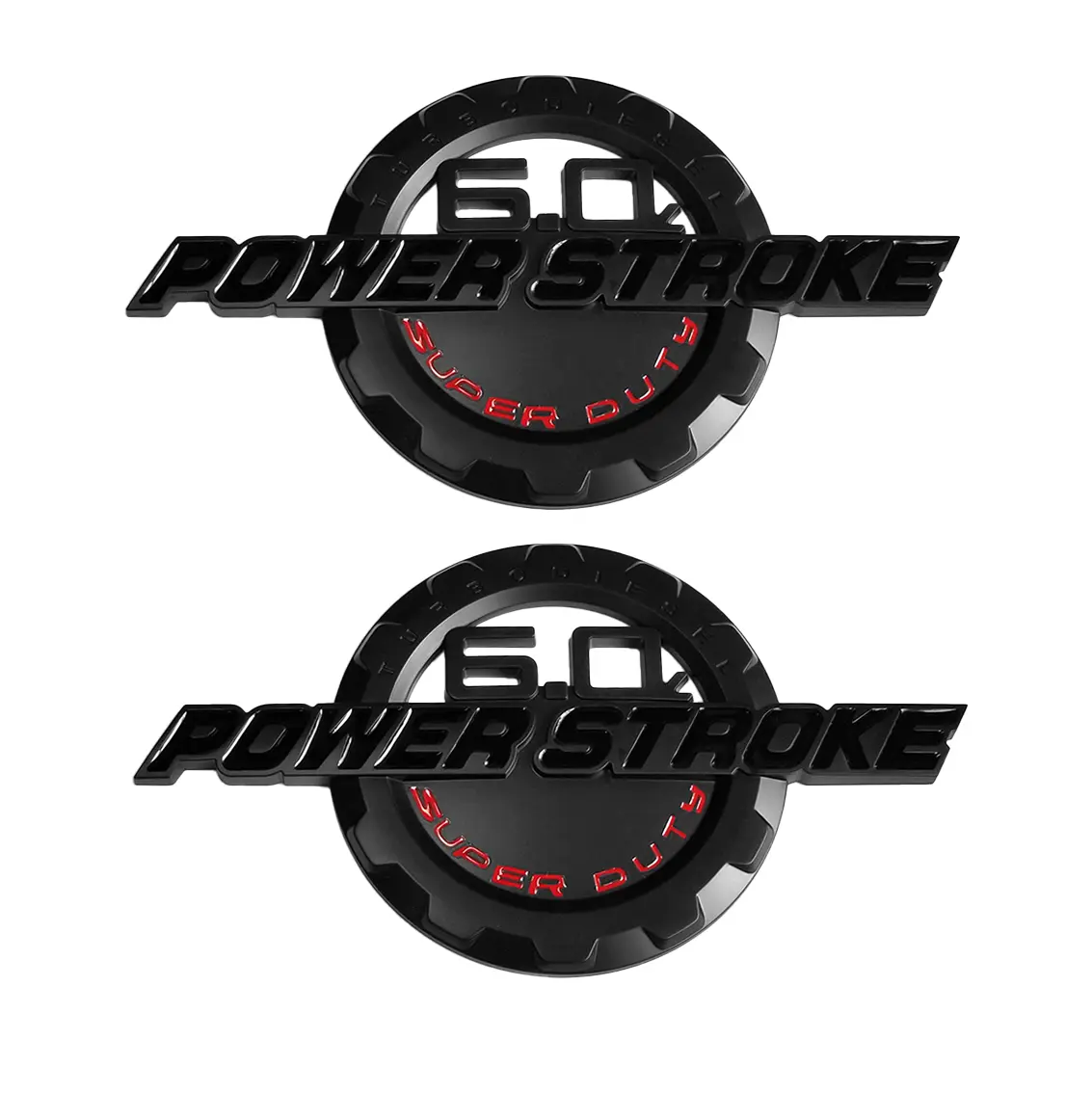 2-Emblem Set Aftermarket Peel-Stick Bold 3D Raised Emblem Badge Replacement for 2003-2007 Ford Super Duty Pickup 6.0L Power Stroke, Durable Exterior Automotive Vehicle Accessory, Decals for Trucks