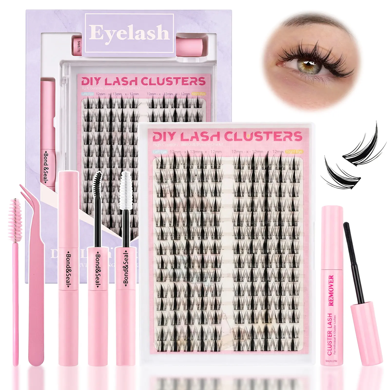 SOSIAY CICI Manga False Eyelashes Kit for DIY Lash Extension, 11-15mm Dramatic Lashes with Waterproof Bond & Seal, Assorted False Eyelashes & Adhesives for Doll Makeup, Beginner Friendly, Lash Glue And Bond