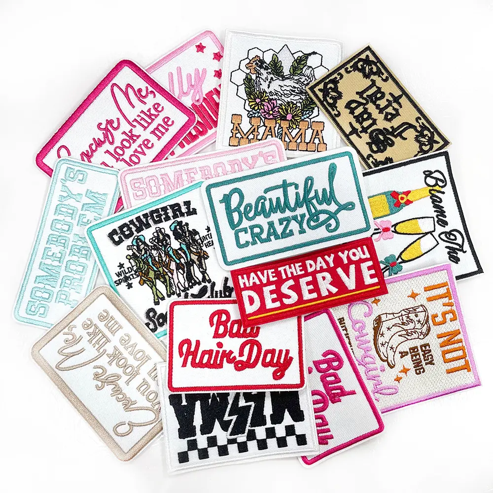 CY 15PCS Iron-On Embroidery Patches, Funny Phrases Cotton Patch Designs, Sewing Supplies for Clothing Repair & DIY Projects
