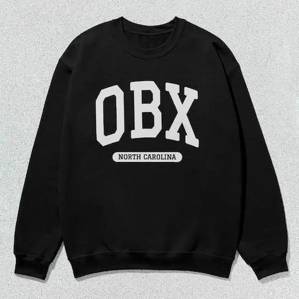 OBX North Carolina Sweatshirt, Unisex Collegiate Graphic Crewneck, Casual Long Sleeve Pullover, Tops, Round Neck