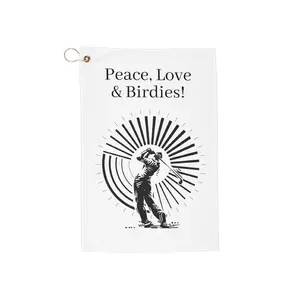 Peace love and birdies Golf Towel