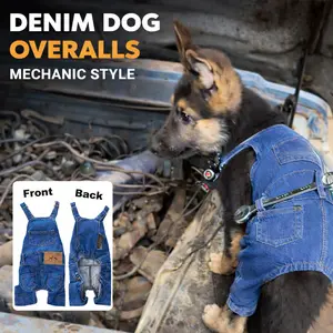 Summer new style breathable pet overalls,Comfortable and cute dog jumpsuits, suitable for dachshunds, pug clothes,2025 trendy pet denim vests, dog clothes