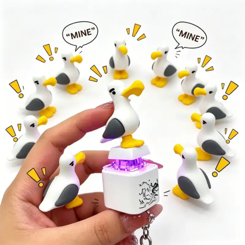 3pcsPortable Seagull Mine Sound Button Keychain, Built-in Real Voice Sound Effect & Bright Glowing LED Light, Interactive Novelty Prank Key Ring, Fun Gag Accessory, Perfect Birthday, Christmas, Halloween, New Year Holiday Present for Teens and Adults