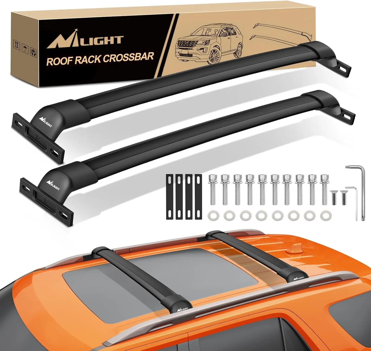 Nilight Adjustable Metal Roof Rack Cross Bars, Fit for Ford Explorer 2016-2019 with Side Rails & Fixed Points, Aluminum Car Replacement Crossbars for Cargo Carrier, Rooftop Tent, dealsforyoudays Automotive Accessory