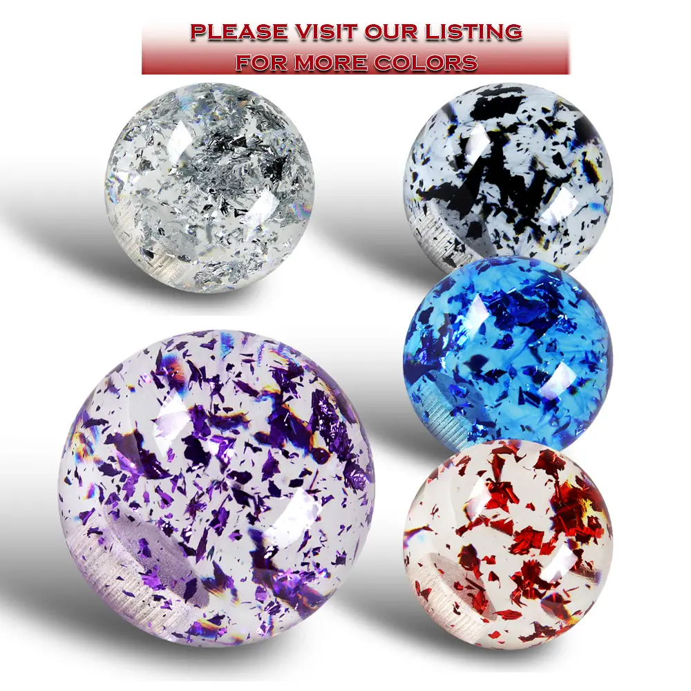 Stay Tuned Performance JDM 58mm Round Ball Sphere Glitter Manual Gear Stick Shift Knob Lever Shifter for Cars with M12 x 1.25 Thread