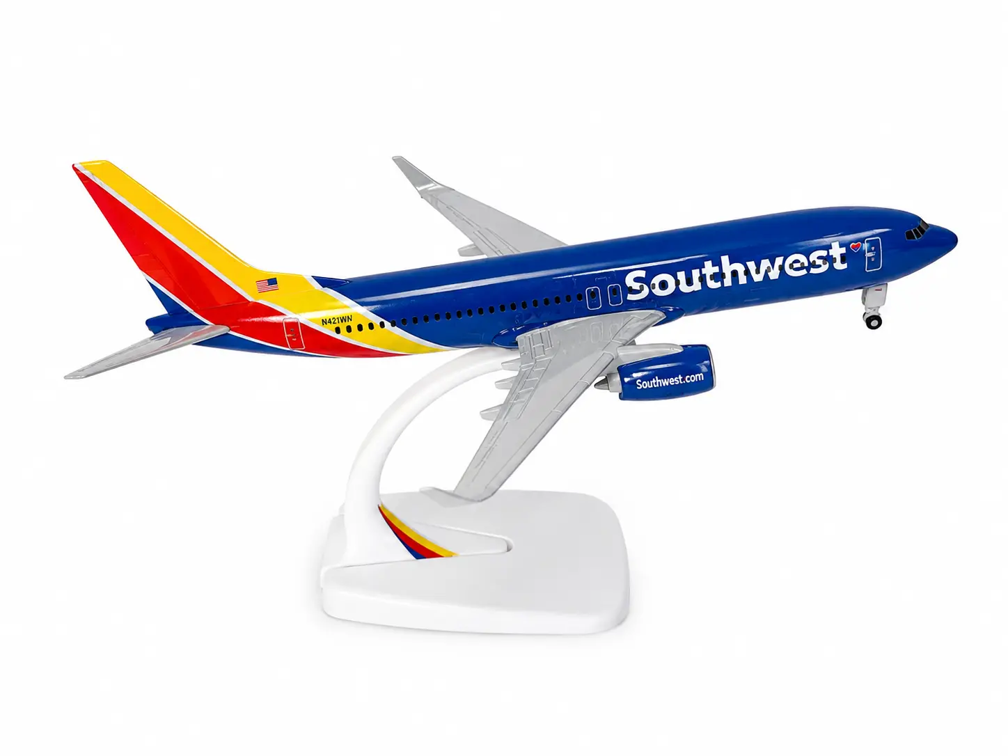Southwest Die-Cast Model Airplane, Collectible Passenger Aircraft Replica with Display Stand