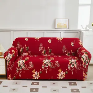 Bold Red Floral Stretch Sofa Cover | Form-Fitting Slipcover for Boho & Cottage Vibes