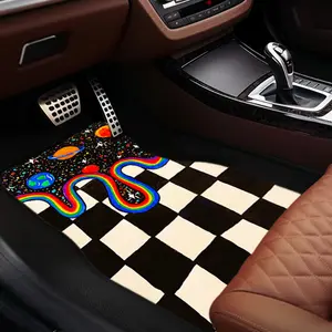 Car Floor Mats - 1pc/2pcs/4pcs Black and White Plaid Pattern Polyester Water Absorbent Non Slip Anti Fouling Washable for Most Cars AU112830