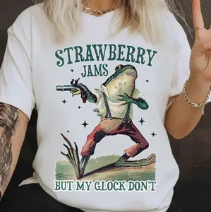 Strawberry Jams But My Glock Don't Sweatshirt, Retro Funny Frog Shirt, Cowboy Frog Shirt, Western Frog Meme Shirt, Frog Graphic Tee
