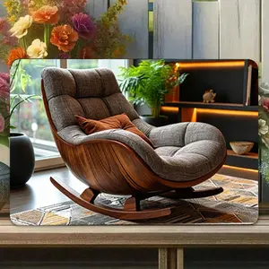 【20*30cm/8*12inch】Mid Century Modern Chair Metal Sign - Upholstered Accent Rocker, Button Tufting, Solid Wood Base, Indoor Living Room & Bedroom Rocking Chair Decorative Plaque