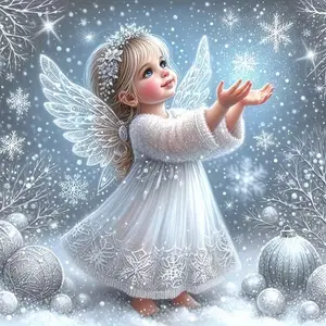 DIY 5D Diamond Painting Kit Snow Angel Theme Full Drill Mosaic Craft, Diamond Art Tools, Home Wall Decor Gift, Model Xinghao z150