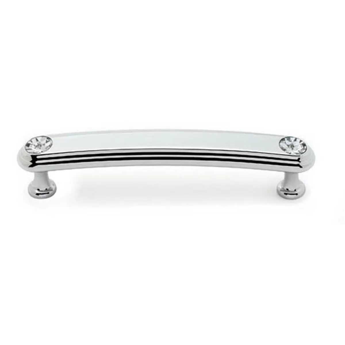 MNG Hardware 18326 High-Quality Construction Metal Pull Handle - 128mm Bellagio Design, Polished Chrome & Crystal Accents, Door Hardware Component