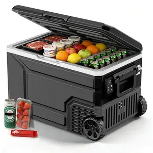 Kismile 12 Volt Refrigerator 68QT(64L) Compressor Electric Cooler, Car Fridge -4℉~68℉, Portable Freezer 12V/24V DC 100-240V AC, 12V Cooler with Wheels & Handle for Travel,Camping,Truck