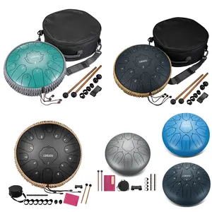 [CRAZY DEAL] LEKATO Steel Tongue Drum Kit, 13 Inch 15 Notes, C Key Steel Drum Set,Professional / Beginner Handpan Rain Drum Percussion, for Meditation Yoga Musical Education Relax Deep Sleep,Music Player Boy Girl Friend Christmas Relaxing Gift