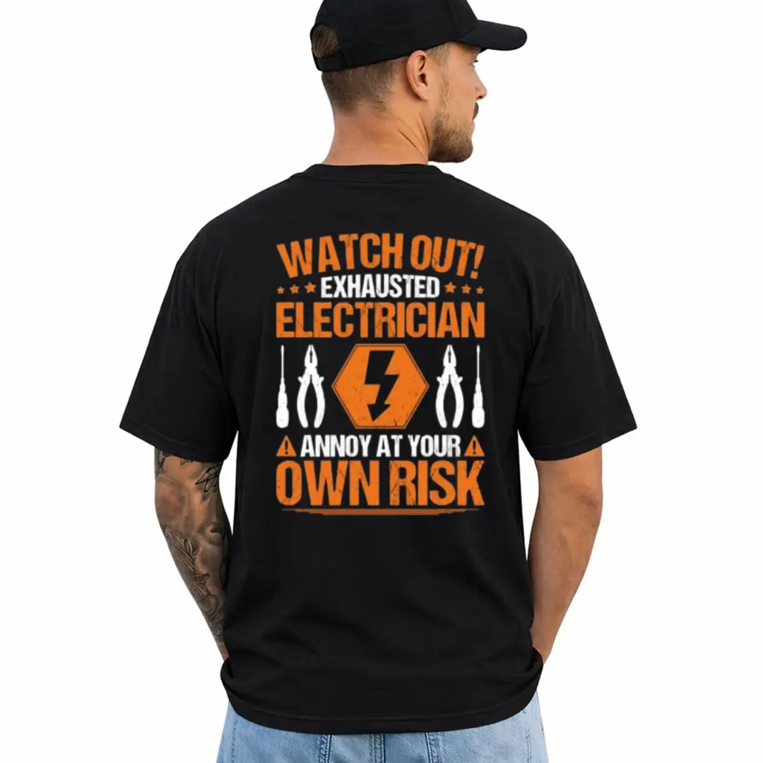 Funny Electrician Shirt, Short Sleeve Printed Graphic Shirt, Daily Casual Cotton Menswear