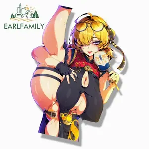 EARLFAMILY Sweety Is Making Me Sweaty Bruh Fanart Car Sticker Zenless Zone Zero Sketch Waifu Decal JDM Cartoon Peek Girl Sticker