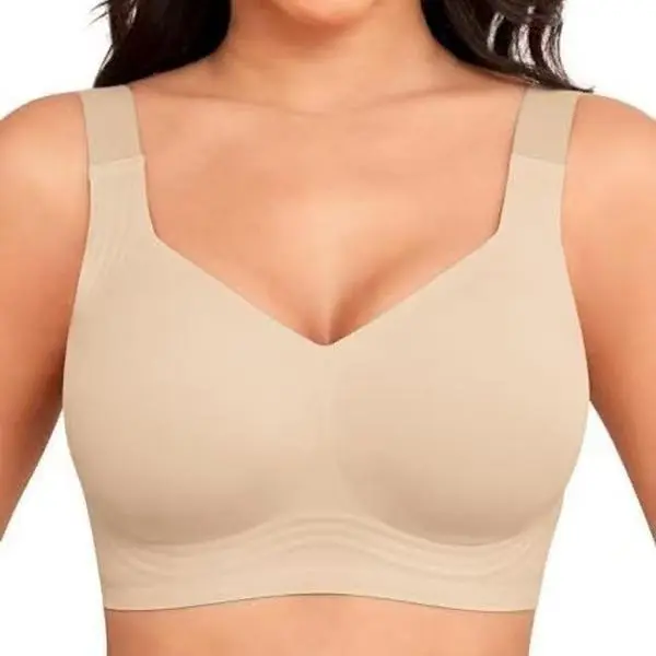 Women's Push-Up Wireless Bra Full Coverage Wireless Daily Bra Comfortable Wireless Front Closure Bras Ruffle Trim Bra