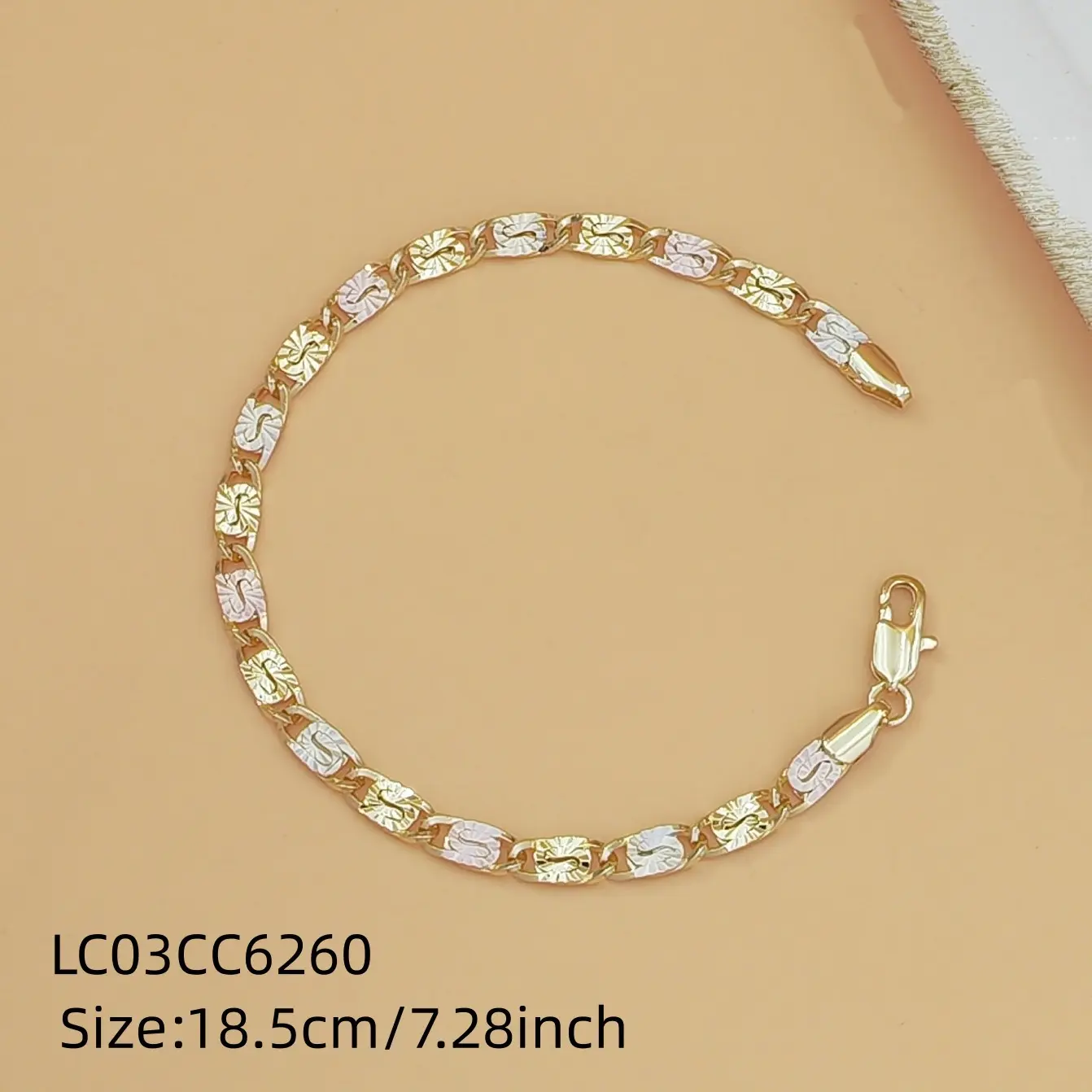 Women's Hip-Hop Punk Bracelet with Interlocking Block Links, Versatile 18.5cm Chain for Daily Wear, Female, Casual, Interlocking Block Chain, Showcraft