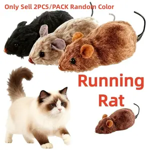 Cat and Small Dog Clockwork Mouse Toy - No Battery Required Running Robot Pet Chasing Game, Durable Plastic Clockwork Sports, Indoor/Outdoor/Outside Interactive Hunting, Easy Cleaning Random Colors (None/Easy Winding)