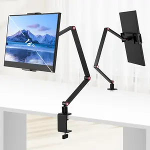 Portable Monitor Stand, Desk Mount with 360° Rotatable Base, Adjustable Tablet Stand Holder for iPad, Kindle, Fire HD, Nintendo Switch