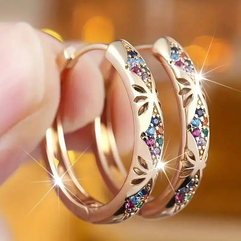 ChicBijoux S A pair of women's classic, luxurious, fashionable, elegant and versatile exquisite jewelry inlaid with cubiczirconia, suitable for parties, weddings and daily wear.