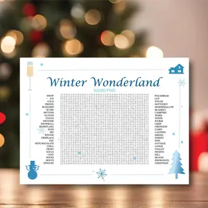 Christmas Word Search Game Poster Decor - 32x24in Large Rectangle Single Sheet, Fun Festive Activity for Kids, Family Party & Classroom Activities, Holiday Home & Festive Party Supply