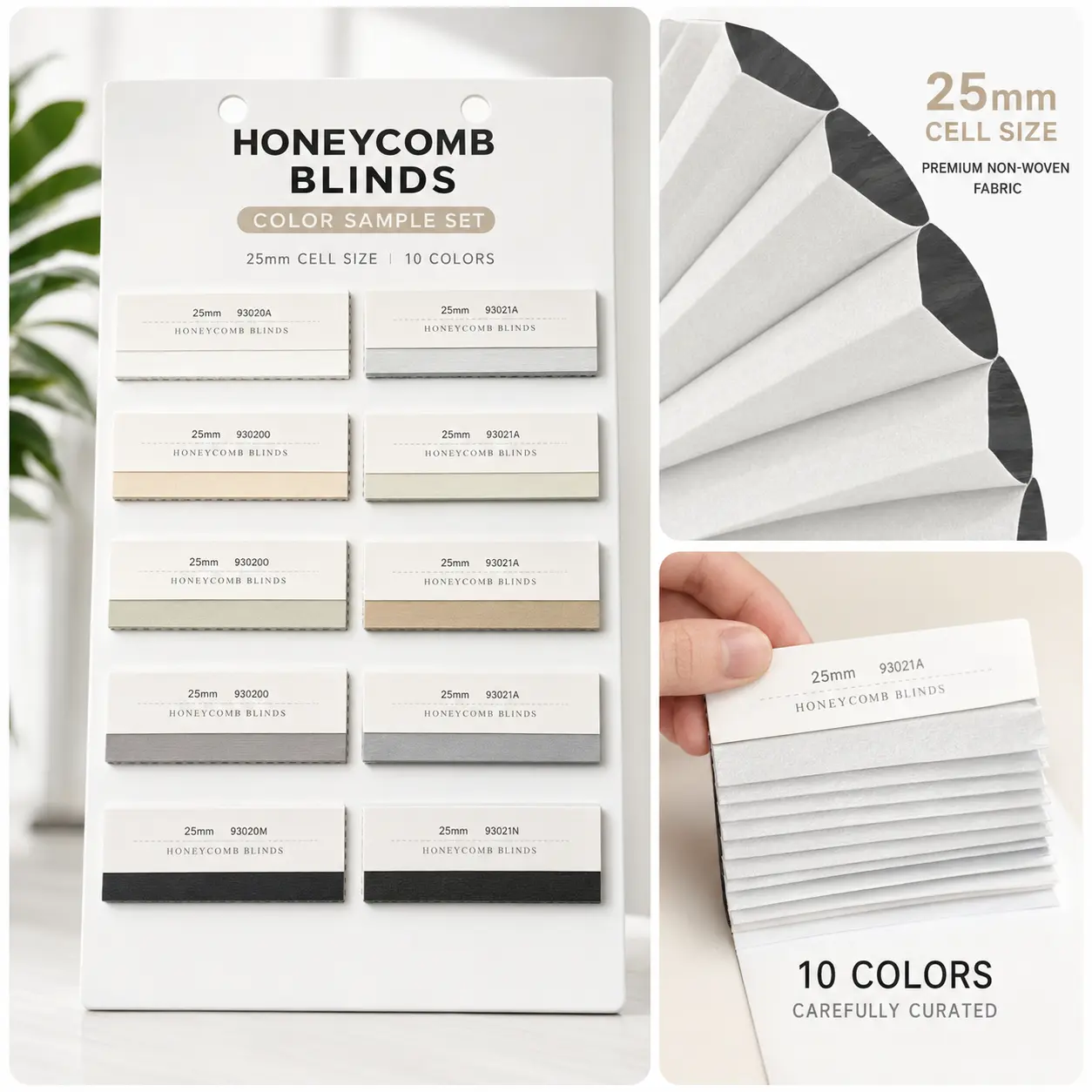 25mm Cellular Cordless Blinds Color Sample Set - Fabric Swatches for Retro Vintage Room Decor, Thermal Insulated Curtain Accessory, Window Shade Cover for Nursery